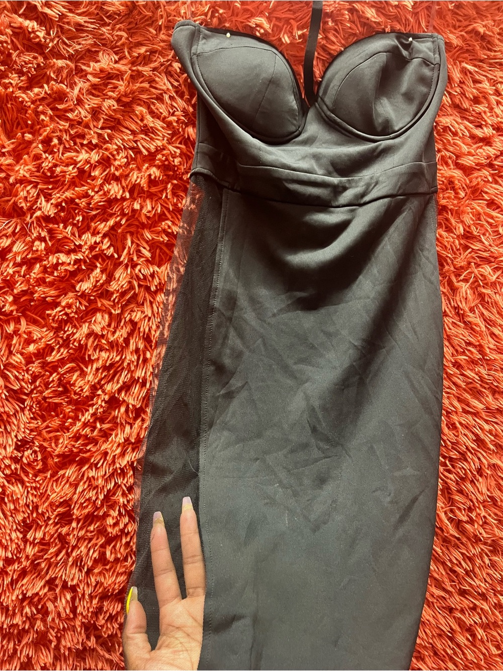 Fashion Nova Black Strapless Sheath Dress with Mesh Side Panel Size Large